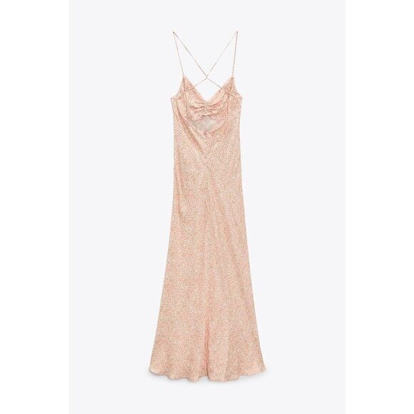 ZARA VISCOSE FLORAL PRINT SATIN DRESS NEW - Picture 6 of 8